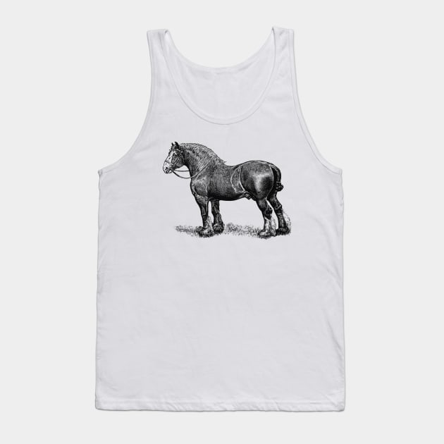 Draft Horse - Black and White Illustration Tank Top by Biophilia